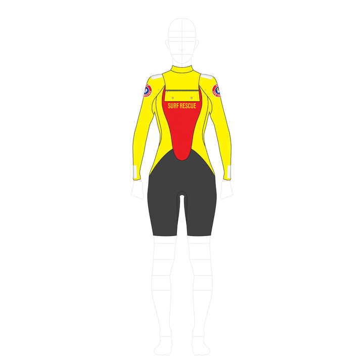 SLSA MEMBERS PATROL LONG SLEEVE CHEST ZIP 3MM SPRING SUIT - WOMENS