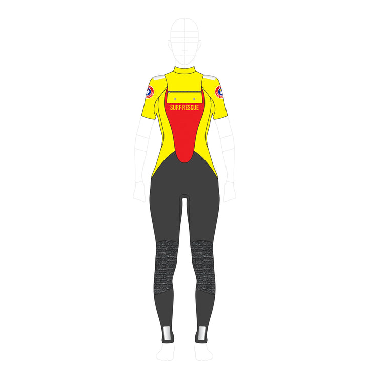 SLSA MEMBERS PATROL SHORT SLEEVE CHEST ZIP 3MM STEAMER - WOMENS