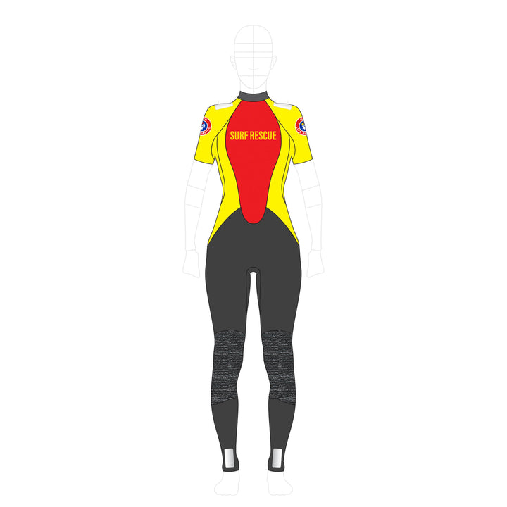 SLSA MEMBERS PATROL SHORT SLEEVE BACK ZIP 3MM STEAMER - WOMENS