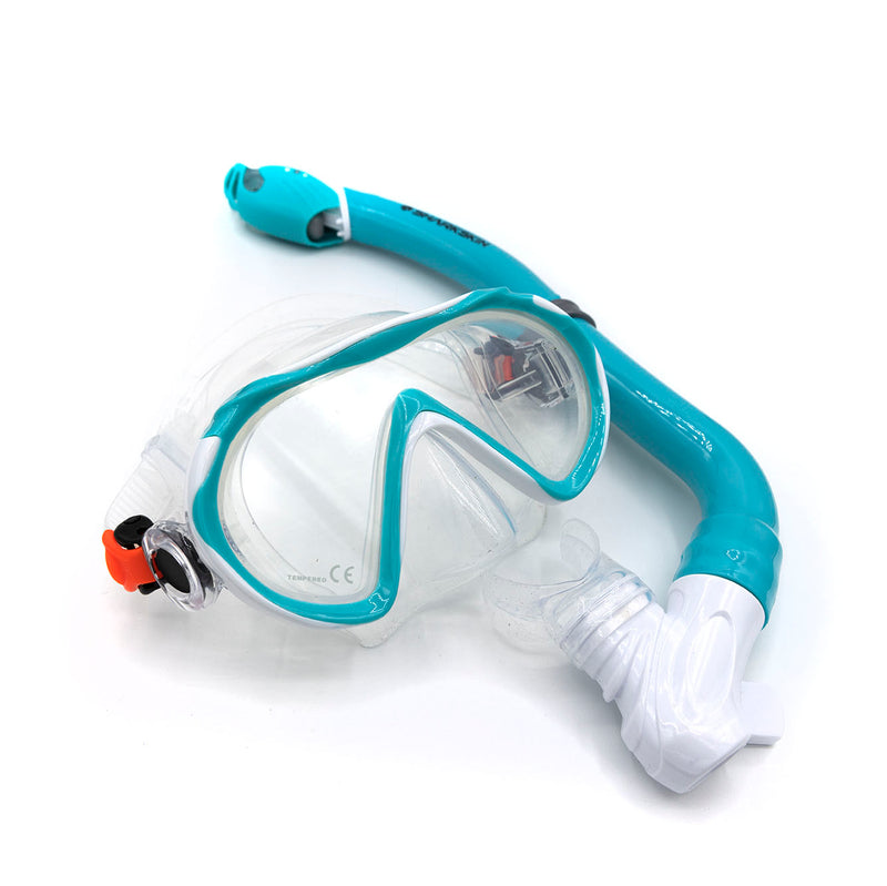 SHARKSKIN JUNIOR MASK, DRY SNORKEL FIN SET WITH MESH BAG