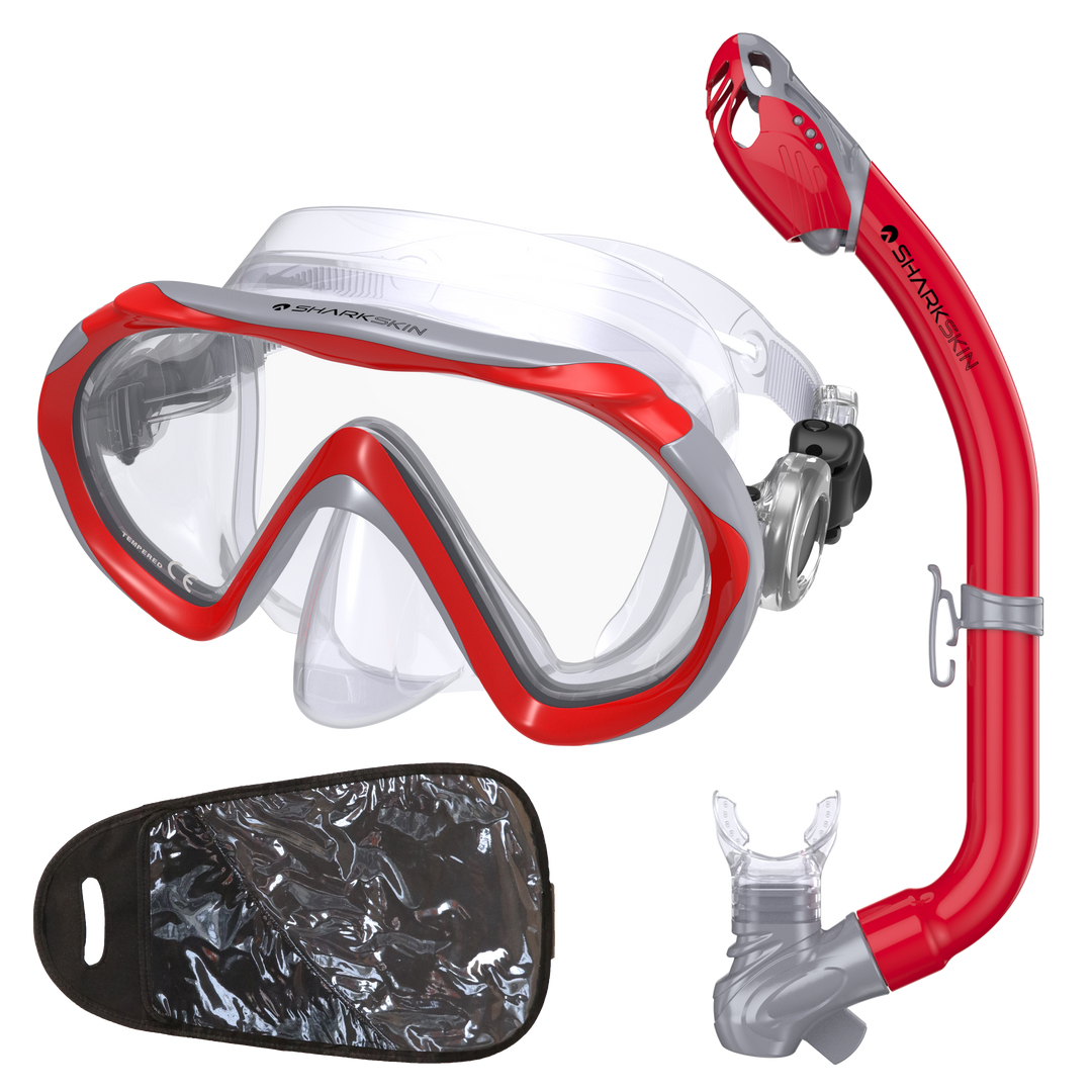 SHARKSKIN JUNIOR MASK & DRY SNORKEL SET WITH MESH BAG