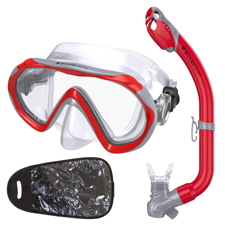 SHARKSKIN JUNIOR MASK & DRY SNORKEL SET WITH MESH BAG